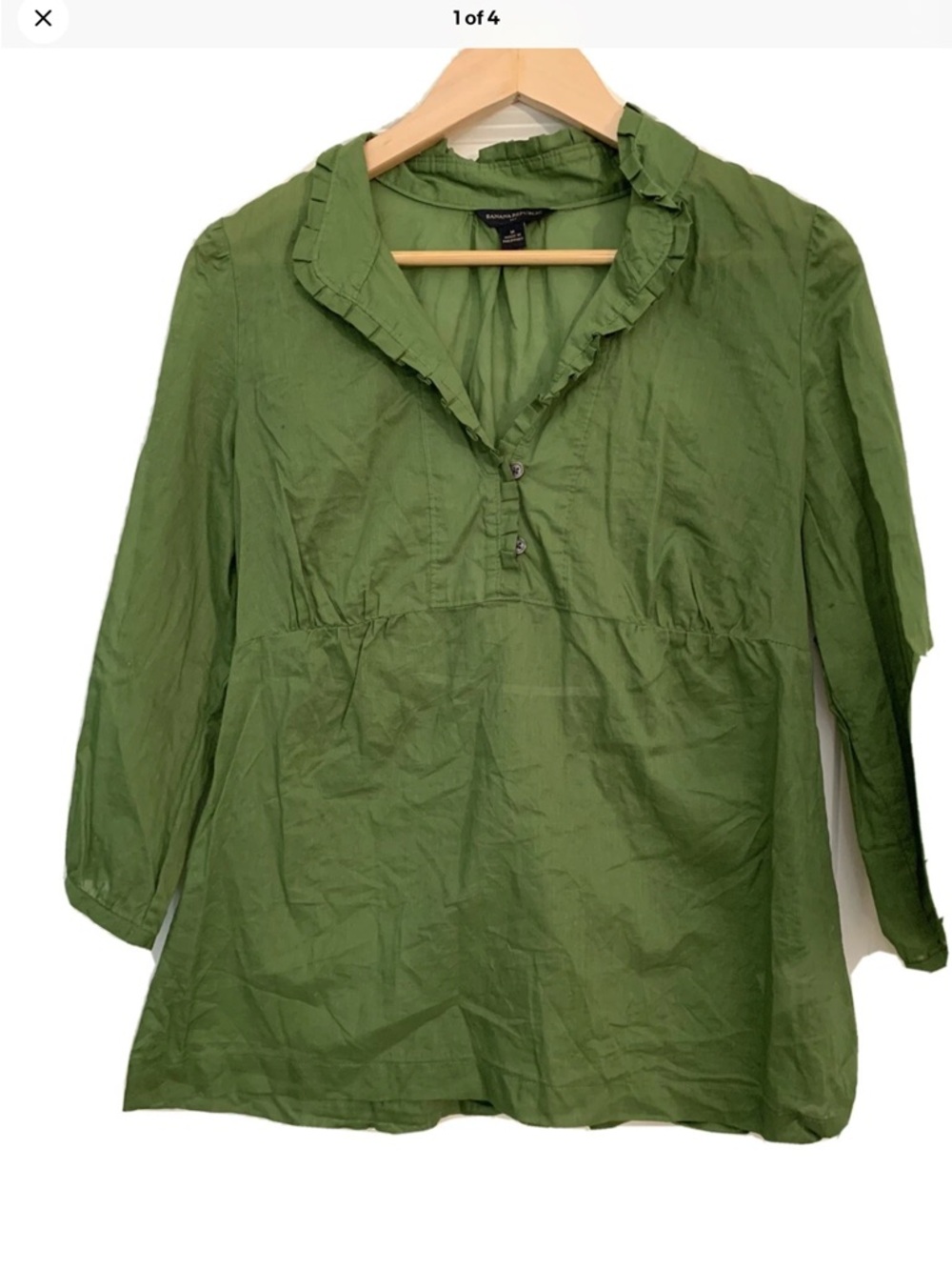 Banana Republic soft olive Green Ruffle V-Neck Tunic